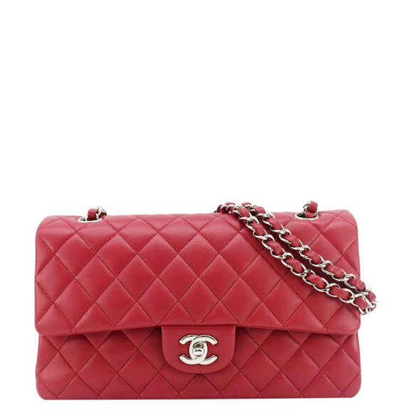 Chanel Classic Double Flap Medium Quilted Leather Shoulder Bag Fuchsia Pink - Picture 1 of 12